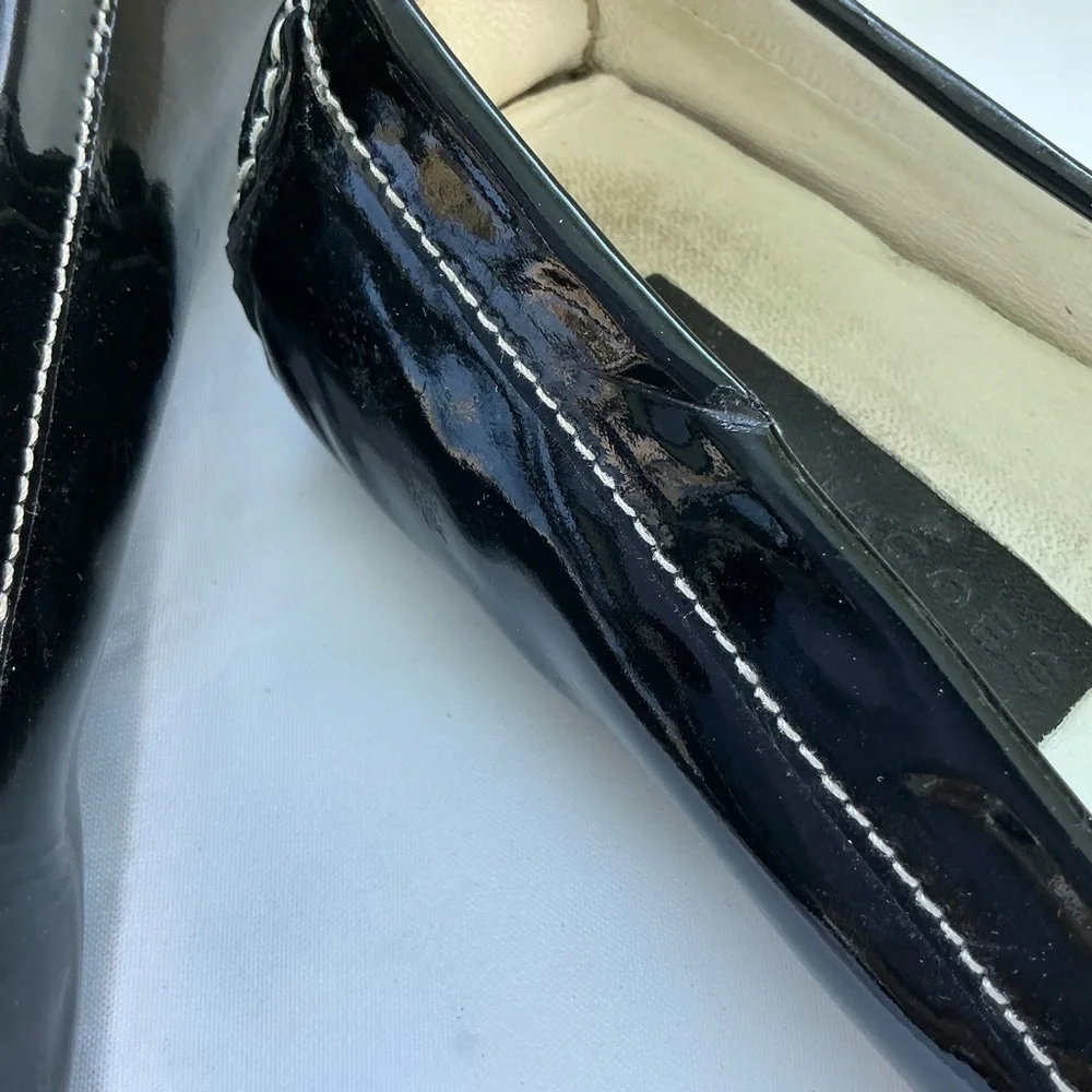 Marc Jacobs Shiny Black Loafers with Bow Detail